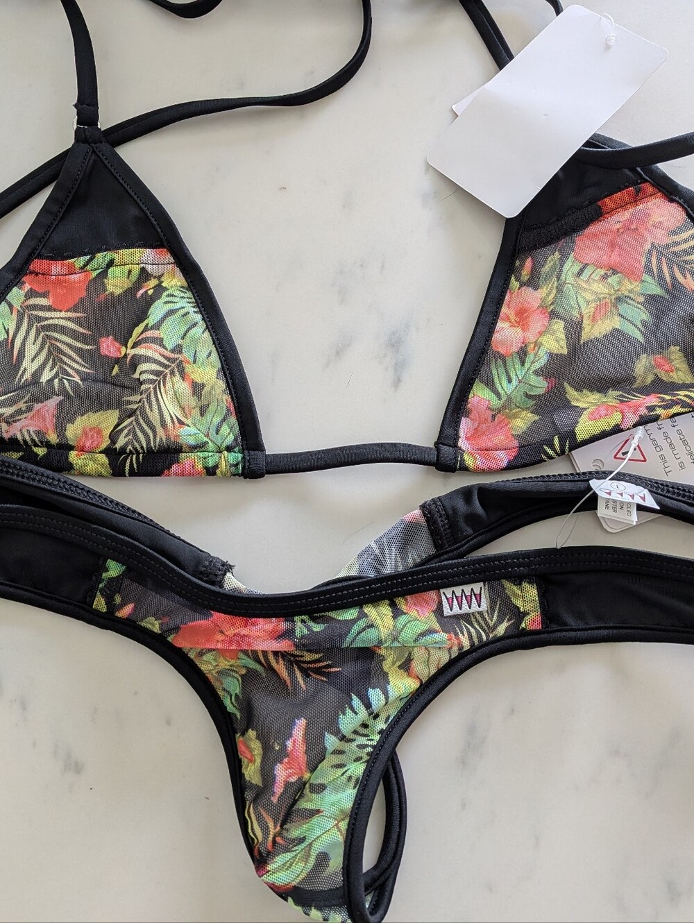 Wicked Weasel Pacifica Black Floral Mesh Bikini Set
